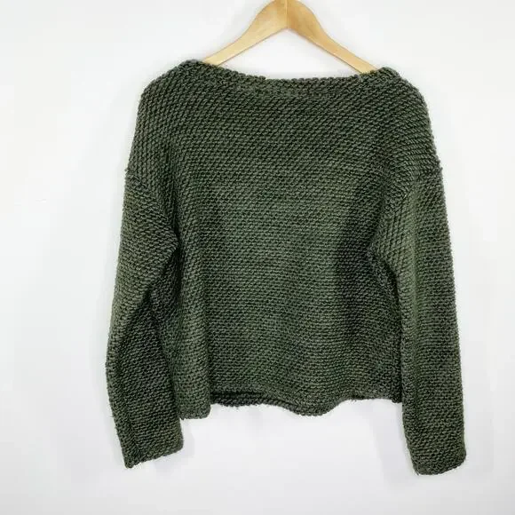 Bobi Los Angeles Green Wool Blend Knit Long Sleeve Sweater Women's Size Small S - Picture 2 of 8